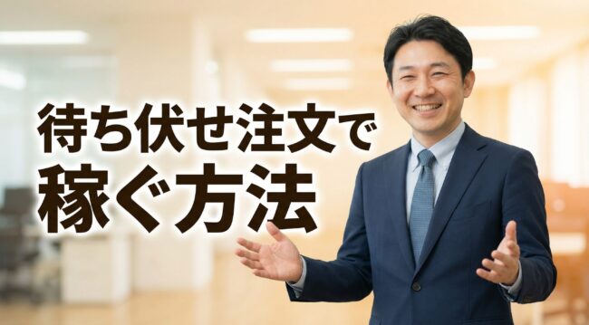 待ち伏せ注文で稼ぐ方法を心から勧める遠藤さん