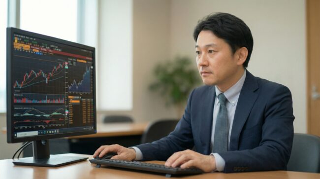 為替チャートを確認する遠藤さん