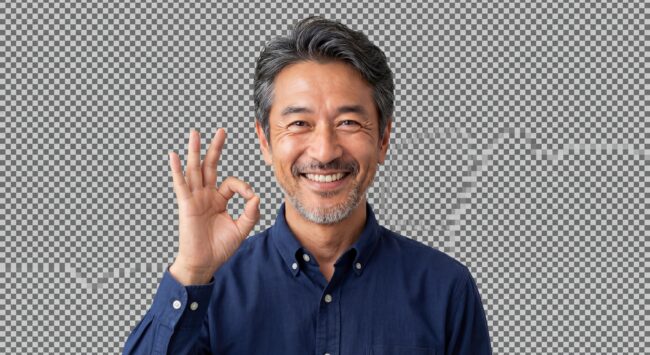 大丈夫だということを伝えるために笑顔と指で示している内山さん